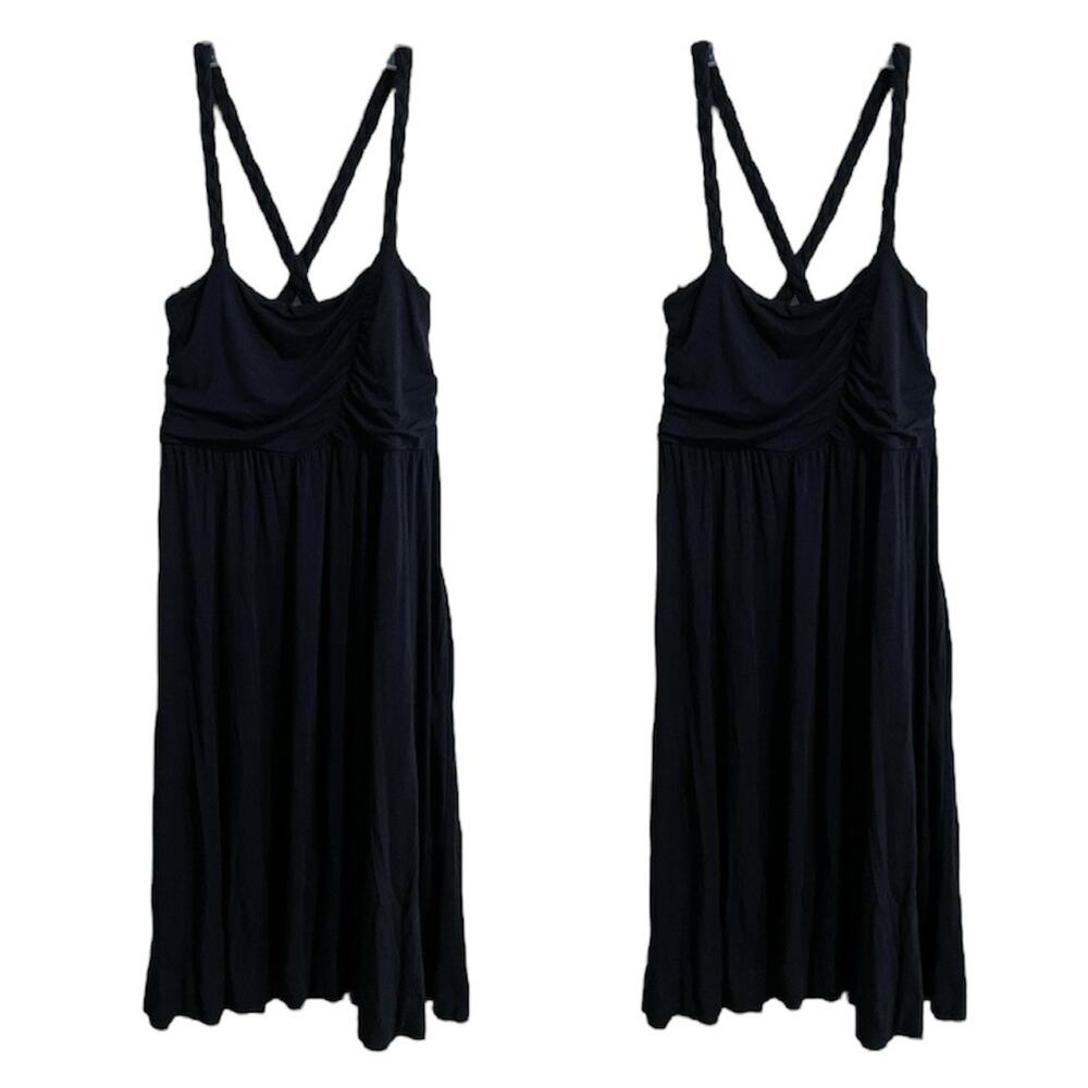 Anthropologie C Kerr Braided Cross Strap Mini Dress Medium Black Casual Lounge